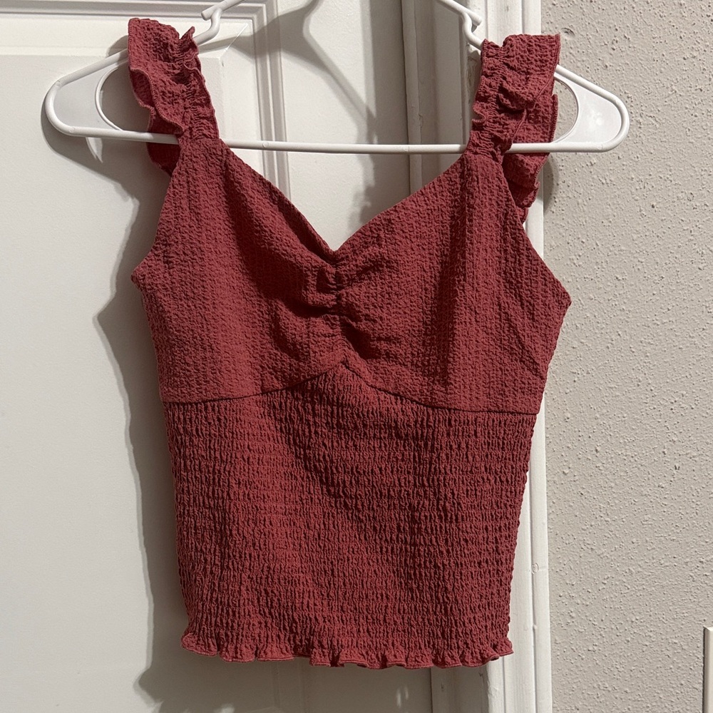 Francesca's Collections Textured Burgundy Crop Top